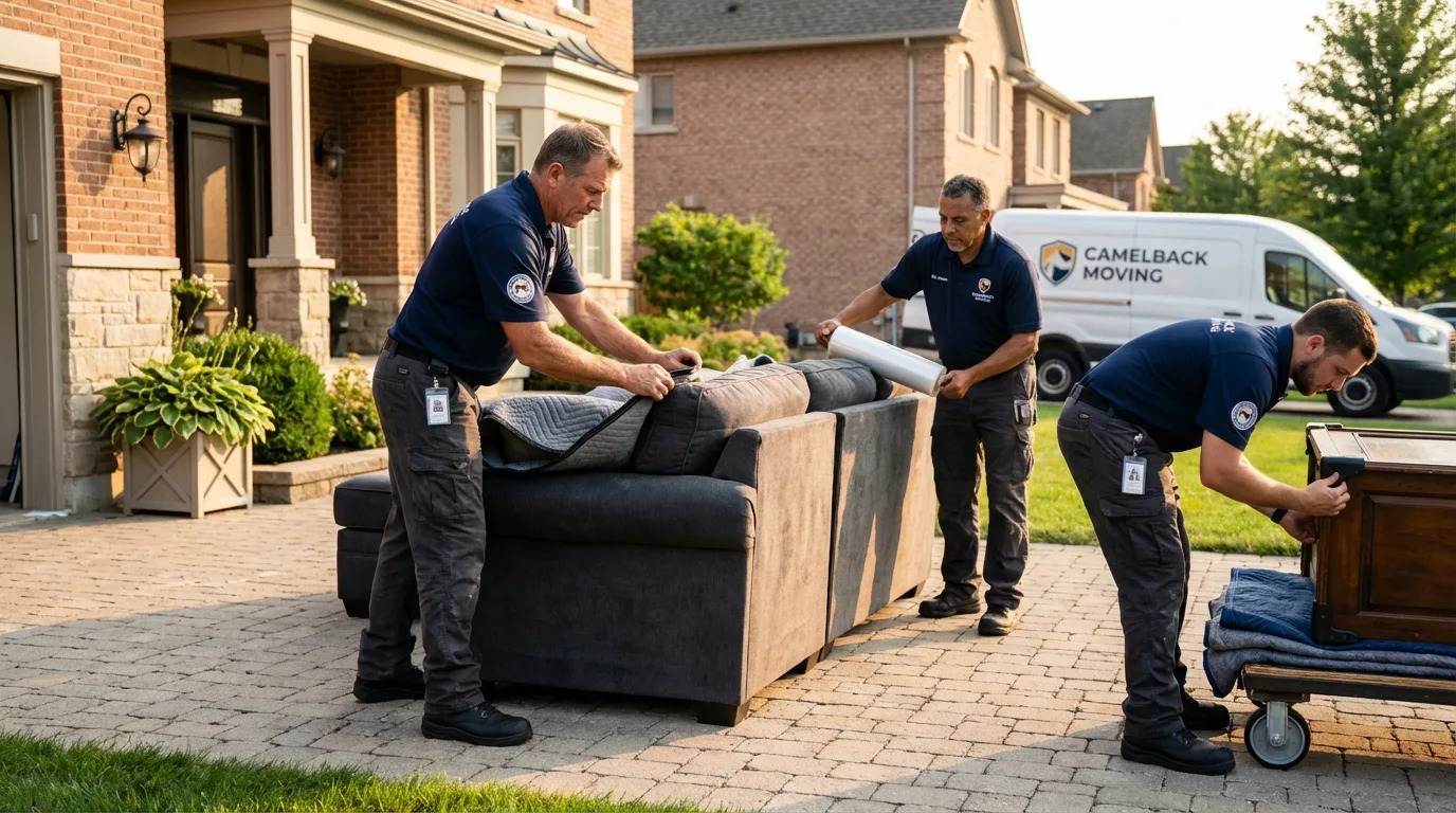 Large estate moving crew wrapping furniture in Saint Marys, WV