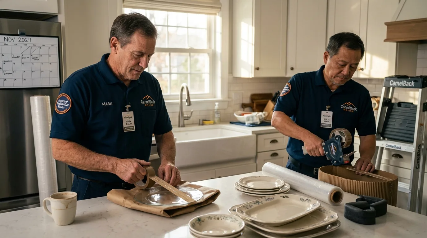 Professional crew packing kitchen dishware in Saint Marys, WV